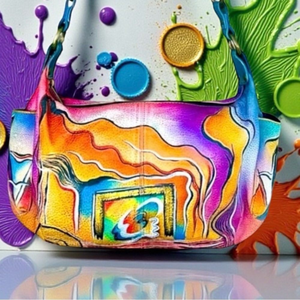 ANUSCHKA Hand Painted Leather Shoulder Bag